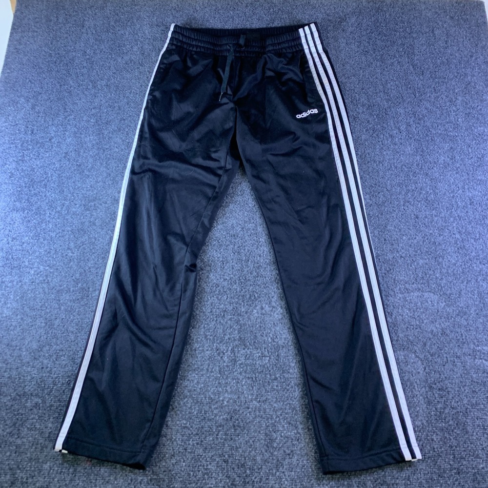 Adidas Tricot Track Pants Mens Medium Black 3 Stripes Performance Straight Leg